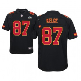 Miesten Kansas City Chiefs NFL Pelipaita Travis Kelce 87 Nike Musta 2021 Super Bowl LV